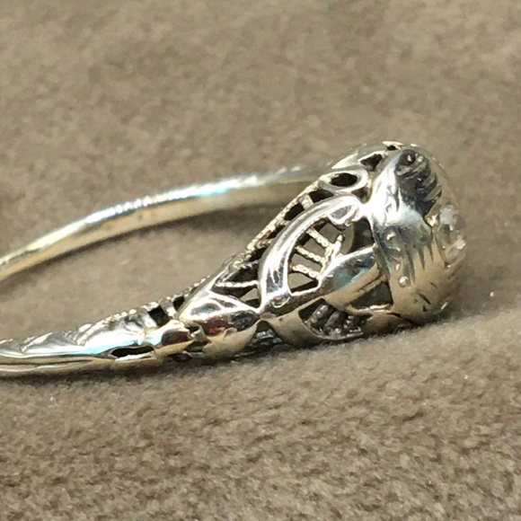 14k white gold filigree ring - Picture 8 of 15